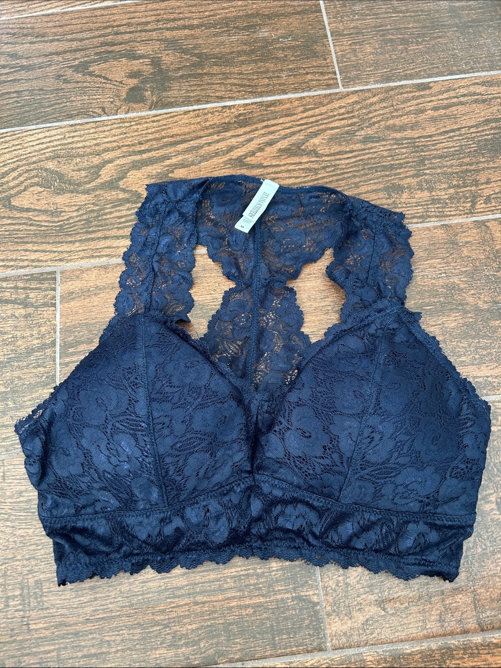 Lace Racerback Bralette - Navy size medium